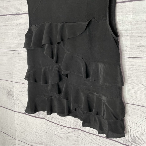Nicole Miller Artelier black silk ruffle tank top - Picture 3 of 12